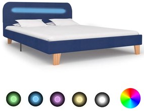 Rám postele s LED svetlom modrý látkový 140x200 cm 280903