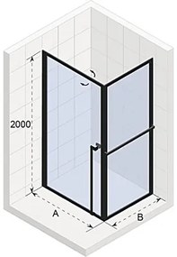Sprchový kút Riho Lucid GD201 90x90x200 cm farba rámu čierna GD209B090