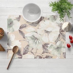 Biante Dekoračné prestieranie na stôl Porto PRT-012 Zeleno-biele kvety na béžovom 30x40 cm