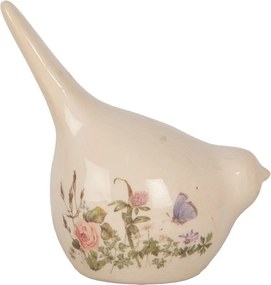 Keramická dekorácia vtáčik s lúčnymi kvetmi Flowers of Love M - 14*9*15 cm