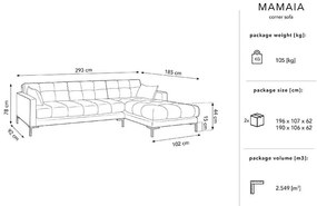Rohová pohovka mamaia pravá 293 cm zamat béžová MUZZA