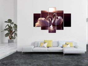 Obraz - Labute na jazere (150x105 cm)