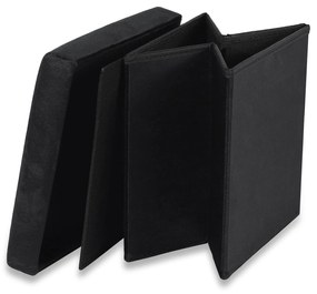 Čierny skladací taburet CUBEXO VELVET M