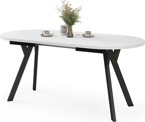 Mazzoni ALMO Biely mat / čierne nohy - OVÁLNY ROZKLADACÍ STÔL 140-240 cm PRE 10-12 OSÔB