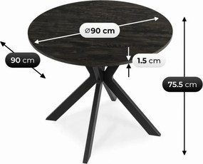 Stôl ERION 90 cm Čierny
