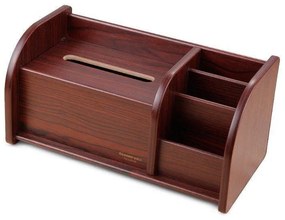 Kombinovaný drevený stojan na papierové vreckovky a písacie potreby tmavé drevo C2039