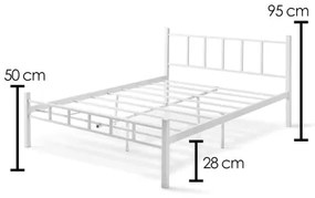 Kovová dvojlôžková posteľ ORMEL 120x200 cm biela nosnosť 120 kg