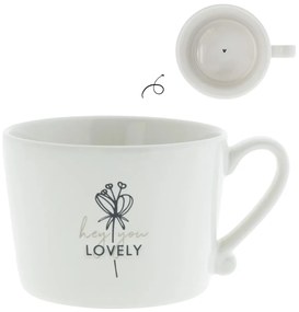 Cup White/Hey you lovely Black 10x8x7cm