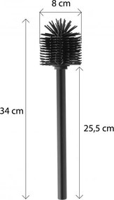 Erga Halika, náhradná WC kefa so silikónovou hlavou, 34 cm, čierna, ERG-YKA-V.WCZ-HALIKA-SILKA-BLK