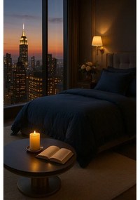 Tmavomodré obliečky na jednolôžko z bavlny Renforcé 140x200 cm Ruffle Striped – Mila Home Luxury