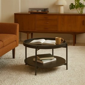 Čierny okrúhly konferenčný stolík v dekore duba ø 64 cm Hagen – Bonami Essentials