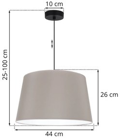 Závesné svietidlo Gaja, 1x béžové textilné tienidlo, (fi 44cm), b