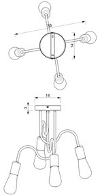 Prisadený luster DOW 4xE27/60W/230V
