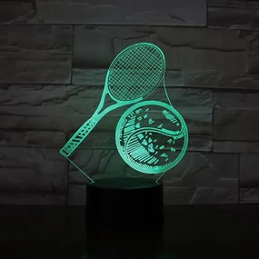 3Dmix 3DL-CRK007 – 3D LED nočná lampa - Tenisová raketa a lopta (Crack základňa)