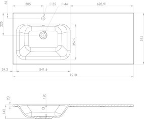 Sapho Sapho, LOREA skrinka 120x46x51,5cm (90+30Pcm), ľavá, biela matná, LE090-3131-L-04