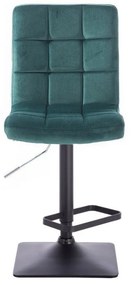 LuxuryForm DESIGN Barová stolička TOLEDO VELUR na čiernej hranatej podstave - zelená