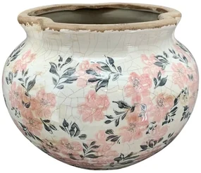 EXNER Keramický kvetináč s ružovými kvetmi Mush 20cm