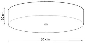 Stropné svietidlo Skala, 1x biele textilné tienidlo, (biele sklo), (fi 80 cm)