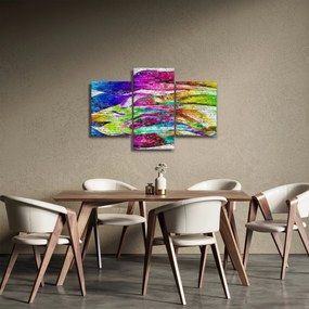 Obraz - Tehlový múr s farebnými plameňmi (90x60 cm)