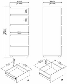 Biela vysoká komoda 40x107 cm Nova – Tvilum