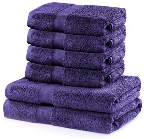 Set 2 bavlnených fialových osušiek a 4 uterákov DecoKing Marina