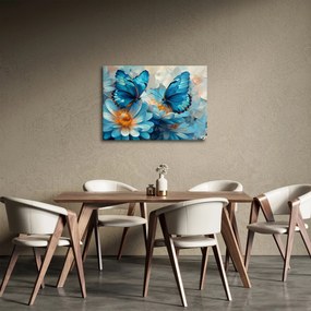 Obraz - Modrí motýle (70x50 cm)
