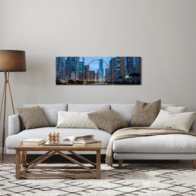 Obraz nočné mesto (s hodinami) (90x30 cm)