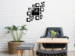 3D nalepovacie hodiny Roman Quadrat čierne