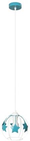Detský luster na lanku STARS 1xE27/15W/230V tyrkysová/biela