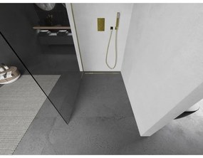 Mexen Kioto, sprchová zásteny typ Walk-In 65 x 200 cm, 8mm číre sklo, zlatý lesklý profil, 800-065-101-50-00