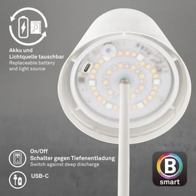 Briloner 7559016-LED RGB stolná lampa COLORIS 3,5 W/5 V IP44 2000 mAh Wi-Fi Tuya