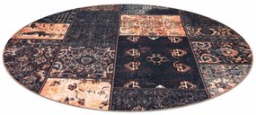 Koberec ANTIKA Ancient Chocolate patchwork čierny / terakota