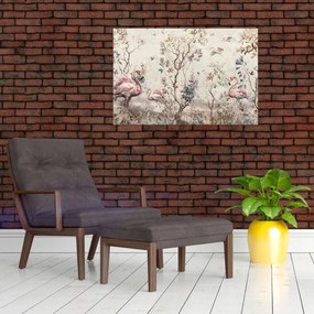 Obraz - Kresba plameniakov (90x60 cm)