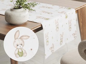 Biante Detský bavlnený behúň na stôl Sandra SA-401 Zajačiky na bielom 20x160 cm