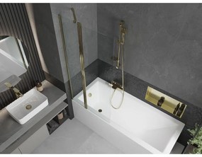 Mexen Flip, vaňová zástena 1-krídlová 80 x 150 cm, otočné krídlo, 6 mm číre sklo, zlatý profil, 894-080-101-50-00