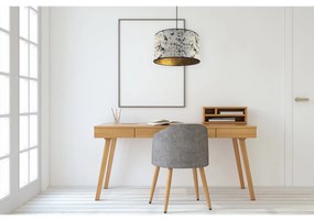 Závesné svietidlo Werona 5, 1x sivé textilné tienidlo so vzorom, (fi 40cm), g