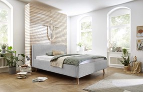 Dvojlôžková posteľ taupe s úložným priestorom 140 x 200 cm fleece sivá MUZZA