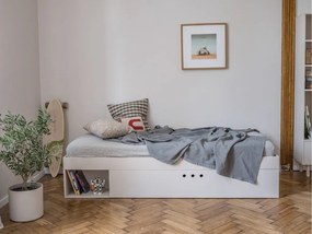 Jednolôžková posteľ RIVER s policami a šuplíkom 90x200