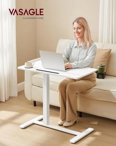 Výškovo nastaviteľný odkladací stolík Vasagle Elev 80 cm biely