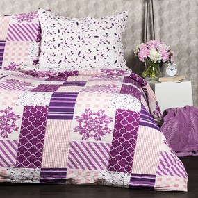 4Home Krepové obliečky Patchwork violet, 140 x 220 cm, 70 x 90 cm