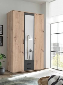 Šatníková skriňa Chicago, 120 cm, dub artisan/antracit