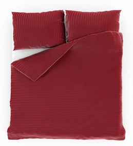 Posteľné saténové obliečky s prúžkom 240x220, 2x70x90cm Červené