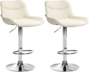 Design-Shop 2x Barová stolička Vonore - látka, chróm - Krémová