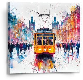 Sablio Obraz Žltá električka Paint - 50x50 cm