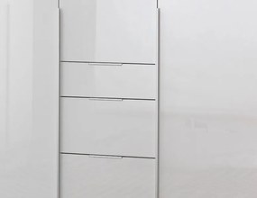 Šatníková skriňa so zásuvkami New York D, 135 cm, biela / biely lesk