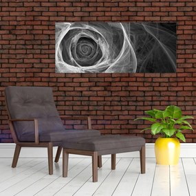 Obraz - Abstraktné ruže čiernobiela (120x50 cm)
