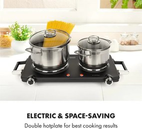 Klarstein Cookorama, elektrický varič, dvojplatničkový, 1900 – 2250 W, 150/180 mm Ø, 5 úrovní, čierna