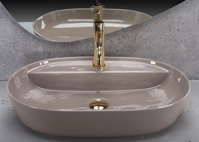 Keramické umývadlo na dosku REA AURA 61x41, beige lesk