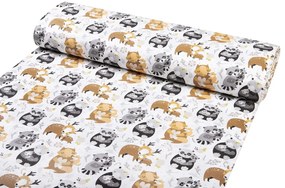 Biante Detské bavlnené posteľné obliečky do postieľky Sandra SA-223 Zvieratká s mláďátkami Do postieľky 90x140 a 40x60 cm