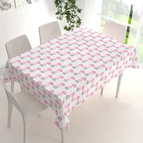 Biante Detský bavlnený obdĺžnikový obrus Sandra SA-279 Ružové sloníky 60x100 cm